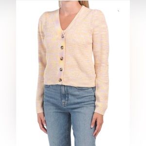 HEARTLOOM puff shoulder marled cardigan SWEATER